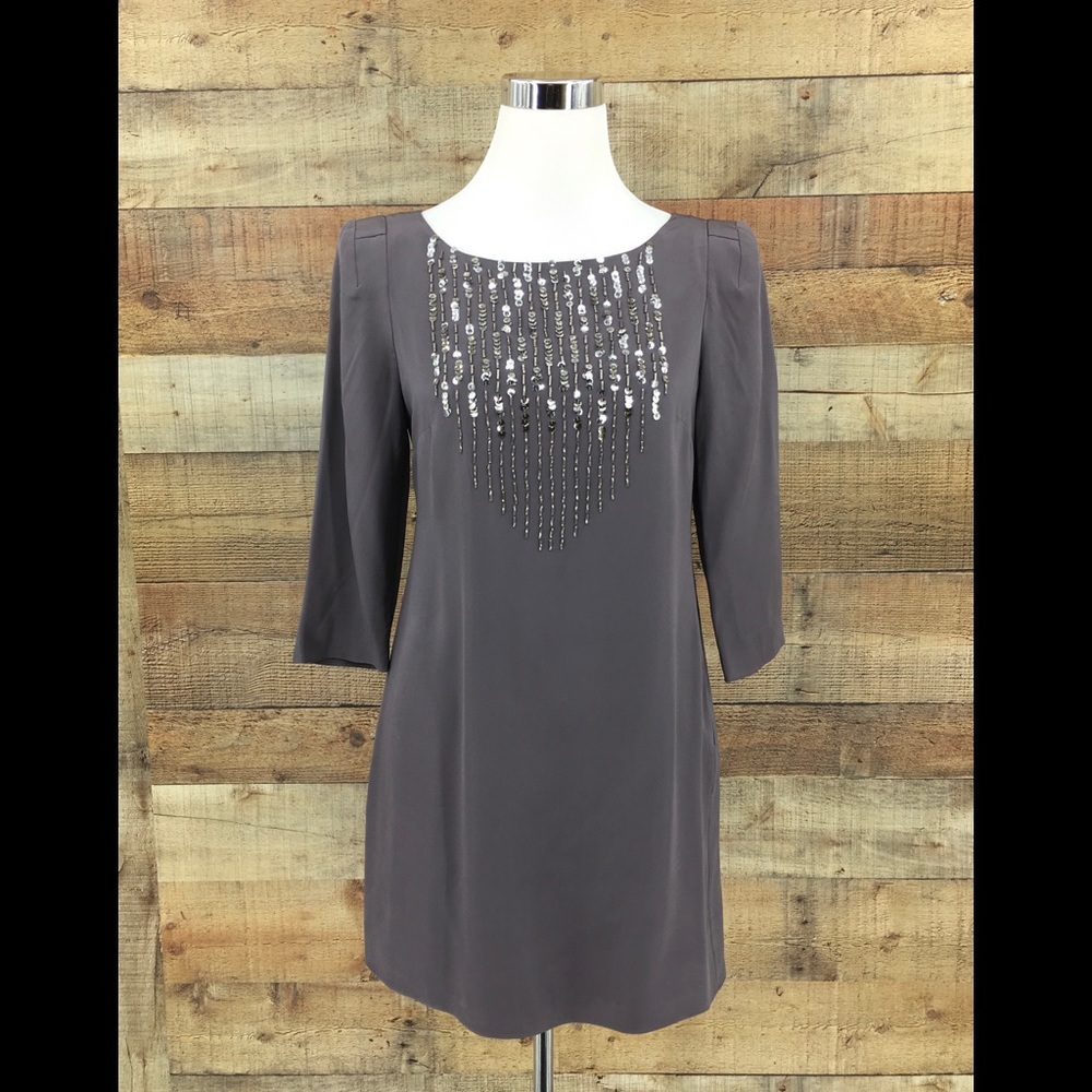 TIBI New York 100% Silk‎ Embellishment Shift Dress SIZE: 4